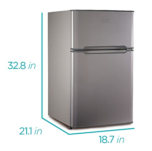 BLACK+DECKER BCRDK32V 2 Door Separate True Freezer (VCM) Mini Fridge, 3.1 cu.ft