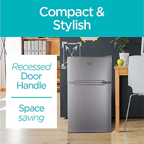 BLACK+DECKER BCRDK32V 2 Door Separate True Freezer (VCM) Mini Fridge, 3.1 cu.ft