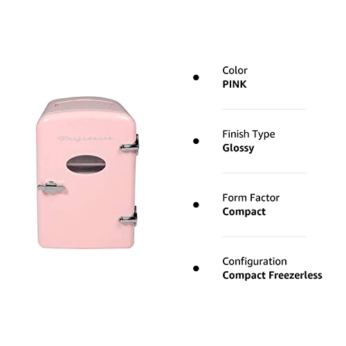 Frigidaire EFMIS175-PINK Portable Mini Fridge-Retro Extra Large 9-Can Travel Compact Refrigerator, Pink, 5 Liters