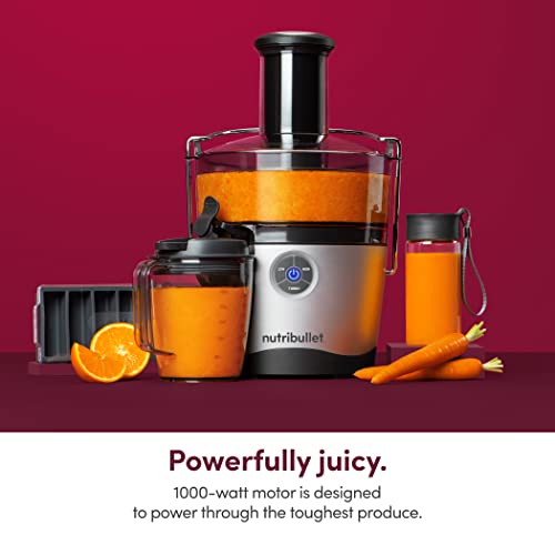 NutriBullet Juicer Pro Centrifugal Juicer Machine for Fruit, Vegetables, and Food Prep, 27 Ounces/1.5 Liters, 1000 Watts, Silver, NBJ50200