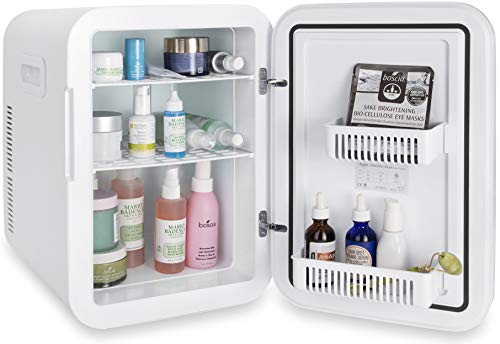 Cooluli 20L Mini Fridge For Bedroom - Car, Office Desk & College Dorm Room - Glass Front & Digital Temperature Control - 12v Small Refrigerator for Food, Drinks, Skin Care, Beauty & Breast Milk (Blue)