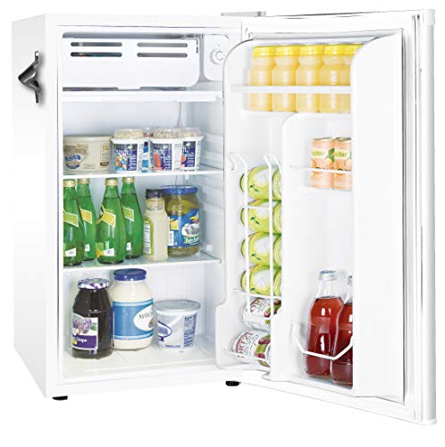 Frigidaire EFR376-WHITE 3.2 Cu Ft White Retro Bar Fridge with Side Bottle Opener