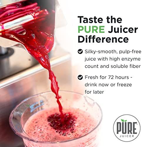 PURE Juicer Two-Stage Juicer - Premium Cold Press Juicing Machine - Solid Stainless Grinder and Hydraulic Press For Fruits, Vegetables, Nuts