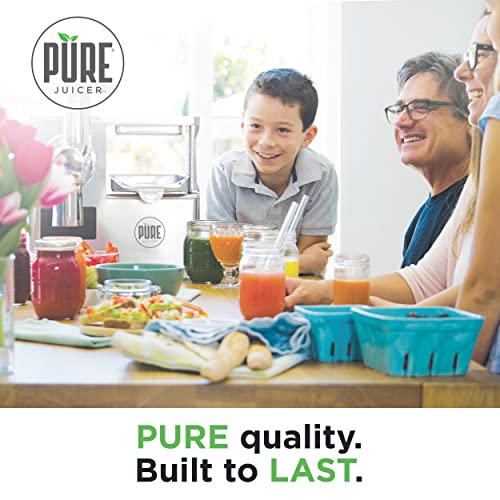 PURE Juicer Two-Stage Juicer - Premium Cold Press Juicing Machine - Solid Stainless Grinder and Hydraulic Press For Fruits, Vegetables, Nuts