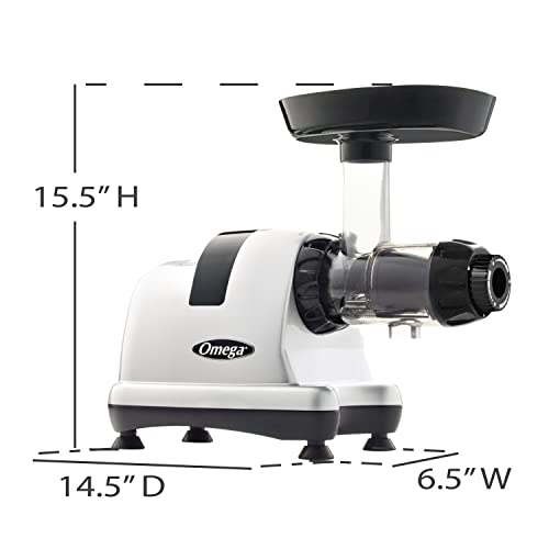 Omega MM900HDS Masticating Juicer, Cold Press Juicer Machine For Celery with Adjustable Dial, 200-Watts, Silver
