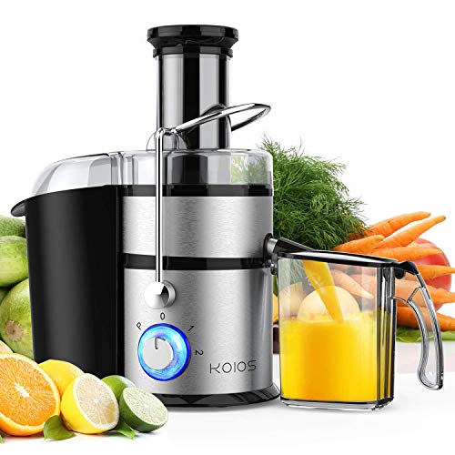 KOIOS Centrifugal Juicer Machines, Juice Extractor with Extra Large 3inch Feed Chute, 304 Stainless Steel Filter, High Juice Yield for Fruits and Vegetables, Easy to Clean, 100% BPA-Free, 1200W Powerful, Dishwasher Safe, Included Brush