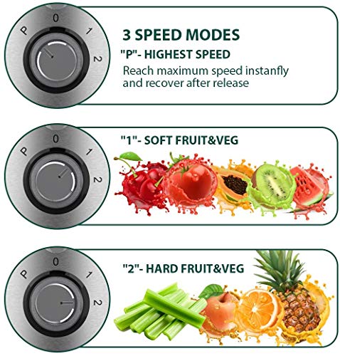 KOIOS Centrifugal Juicer Machines, Juice Extractor with Extra Large 3inch Feed Chute, 304 Stainless Steel Filter, High Juice Yield for Fruits and Vegetables, Easy to Clean, 100% BPA-Free, 1200W Powerful, Dishwasher Safe, Included Brush