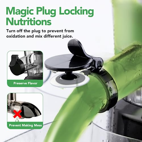 Aeitto Slow Juicer, Slow Masticating Juicer Machine with Big Wide 81mm Chute 900 ml Juice Cup, Cold Press Juicer for Nutrient Fruits and Vegetables, Juicer Machine BPA-Free, Easy to Clean