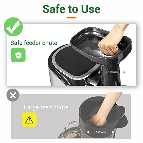 Juicer Machines,AMZCHEF Slow Masticating Juicer Extractor, Cold Press Juicer with Two Speed Modes, Travel bottle(500ML),LED display, Easy to Clean Brush & Quiet Motor for Vegetables&Fruits,Gray