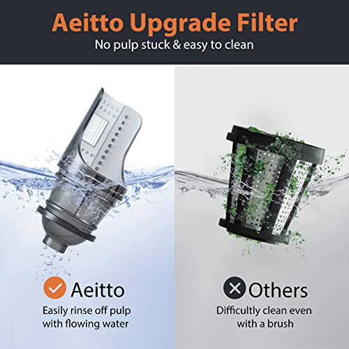 Aeitto Cold Press Juicer, Slow Juicer, Juicer Machines with 3 Inch Wide Chute, 2-Speed Modes & Reverse Function, Masticating Juicer with Brush Easy to Clean for Fruit and Vegetable (Sliver)