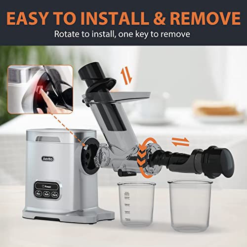 Aeitto Cold Press Juicer, Slow Juicer, Juicer Machines with 3 Inch Wide Chute, 2-Speed Modes & Reverse Function, Masticating Juicer with Brush Easy to Clean for Fruit and Vegetable (Sliver)