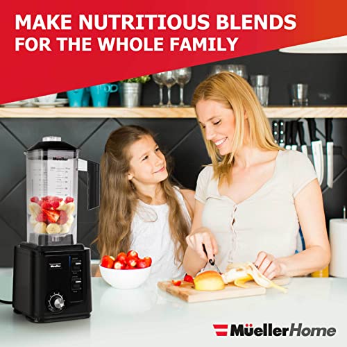 Mueller DuraBlend, 10-Speed 3.0hp Professional Series Blender - Pulse Mode and Ice Crushing Powerful Motor, Smoothie Blender, 74 Oz, 6 Stainless Steel Blades, Blend, Chop, Grind, with Smoothie Bottle