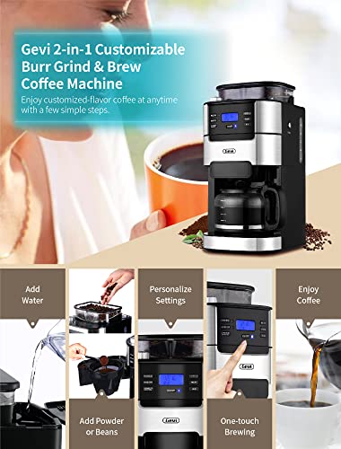 10-Cup Drip Coffee Maker, Grind and Brew Automatic Coffee Machine with Built-In Burr Coffee Grinder, Programmable Timer Mode and Keep Warm Plate, 1.5L Large Capacity Water Tank