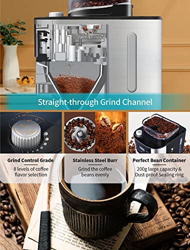 10-Cup Drip Coffee Maker, Grind and Brew Automatic Coffee Machine with Built-In Burr Coffee Grinder, Programmable Timer Mode and Keep Warm Plate, 1.5L Large Capacity Water Tank