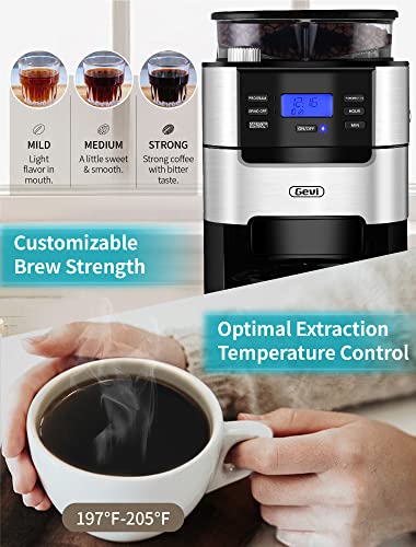 10-Cup Drip Coffee Maker, Grind and Brew Automatic Coffee Machine with Built-In Burr Coffee Grinder, Programmable Timer Mode and Keep Warm Plate, 1.5L Large Capacity Water Tank