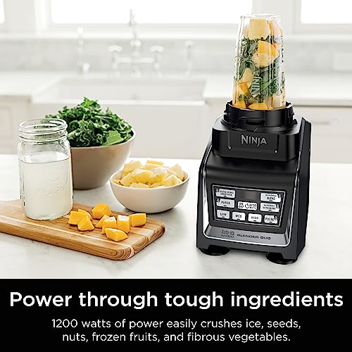 Ninja BL642 Nutri Ninja Personal & Countertop Blender with 1200W Auto-iQ Base, 72 oz. Pitcher, and 18, 24, & 32 oz. To-Go Cups with Spout Lids, For Smoothies, Shakes & More, Dishwasher Safe, Black