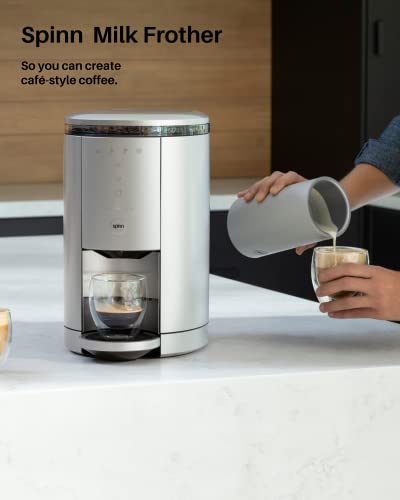 SPINN Coffee & Espresso Machine with Milk Frother, Smart WiFi Automatic Coffee, Cold Brew Machine, Automatic Coffee Foam Maker for Latte, Single Serve & Zero-Waste, Silver