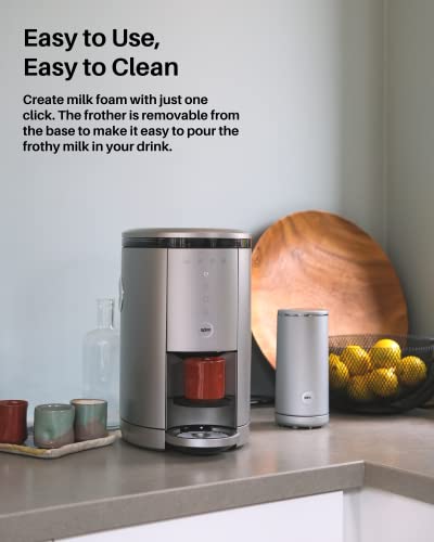 SPINN Coffee & Espresso Machine with Milk Frother, Smart WiFi Automatic Coffee, Cold Brew Machine, Automatic Coffee Foam Maker for Latte, Single Serve & Zero-Waste, Silver
