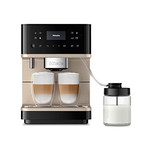 Miele NEW CM 6360 MilkPerfection Automatic Wifi Coffee Maker & Espresso Machine Combo,1.8liters, Obsidian Black & Clean Steel Metallic - Grinder, Milk Frother, Cup Warmer, Glass Milk Container