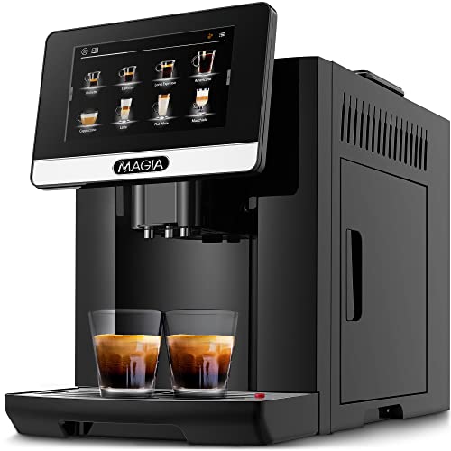 Zulay Magia Super Automatic Coffee Espresso Machine - Durable Automatic Espresso Machine With Grinder - Espresso Coffee Maker With Easy To Use 7” Touch Screen, 20 Coffee Recipes, 10 User Profiles