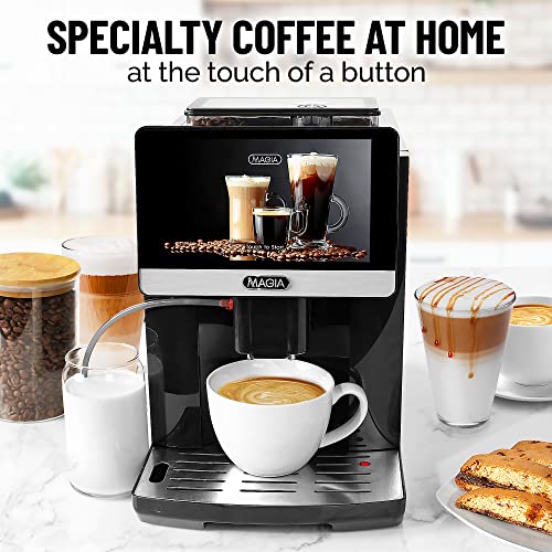 Zulay Magia Super Automatic Coffee Espresso Machine - Durable Automatic Espresso Machine With Grinder - Espresso Coffee Maker With Easy To Use 7” Touch Screen, 20 Coffee Recipes, 10 User Profiles