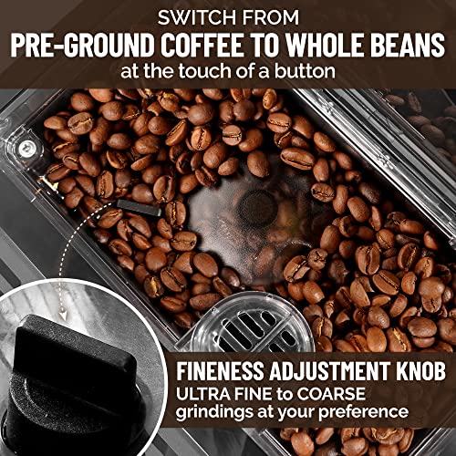 Zulay Magia Super Automatic Coffee Espresso Machine - Durable Automatic Espresso Machine With Grinder - Espresso Coffee Maker With Easy To Use 7” Touch Screen, 20 Coffee Recipes, 10 User Profiles