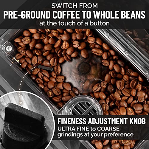 Zulay Magia Super Automatic Coffee Espresso Machine - Durable Automatic Espresso Machine With Grinder - Espresso Coffee Maker With Easy To Use 7” Touch Screen, 20 Coffee Recipes, 10 User Profiles