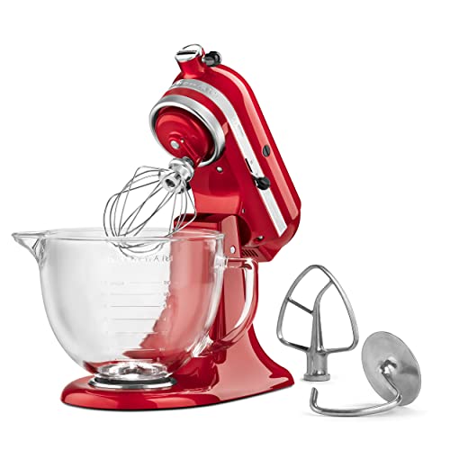 KitchenAid KSM155GBCA 5-Qt. Artisan Design Series with Glass Bowl - Candy Apple Red