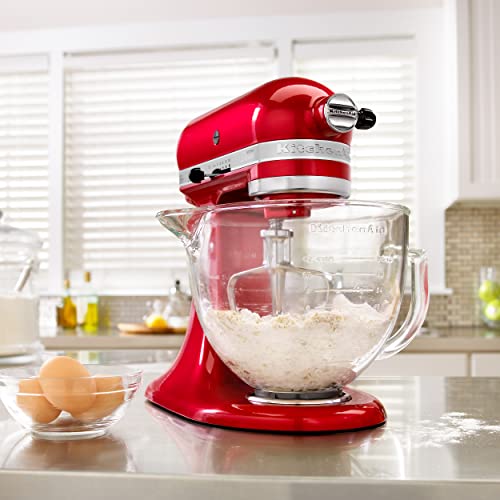 KitchenAid KSM155GBCA 5-Qt. Artisan Design Series with Glass Bowl - Candy Apple Red