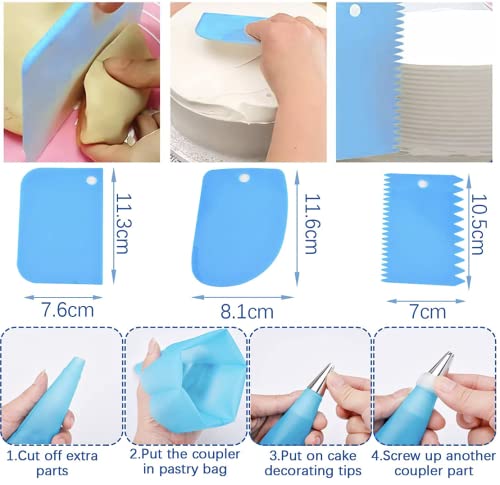 Cake Square Pan Sets for Baking + Cake Decorating Supplies: 4 Non-Stick Springform Pans Set (8.5,9.5, 10, 11 inches), Icing Tips, Cake Leveler – Multi-functional Leak-Proof CheeseCake Pan & eBook