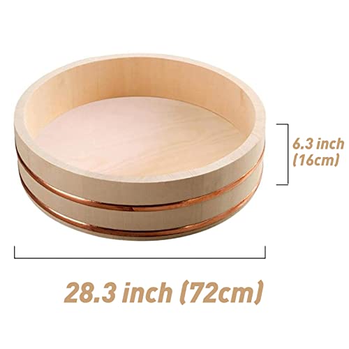 Large Japanese Wooden Hangiri Sushi Rice Mixing Bowl Tub for Sushi Restaurant Sushi 28 inch/72cm Diameter