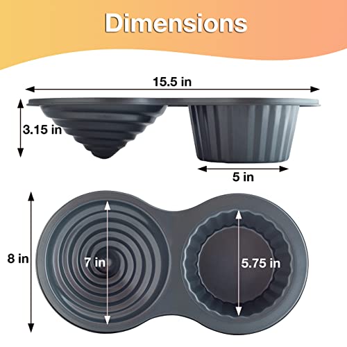 RUAFOX Giant Cupcake Pan- Carbon Steel Baking Mold Perfect 2-sided Jumbo 3D Cup Cake Tin - Complete with Premium 8" Icing Spatula