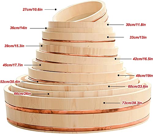 Large Japanese Wooden Hangiri Sushi Rice Mixing Bowl Tub for Sushi Restaurant Sushi 28 inch/72cm Diameter