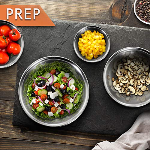 NutriChef Stainless Steel Kitchen Mixing Bowls - 6 Piece Premium Space Saving Nesting Bowls Pour Perfect High-Grade Metal Serving Bowls Set - Food Prep/Serving/Marinating/Mixing