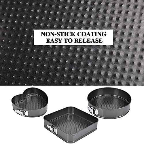 Springform cake pan 8"Heart-shaped & 9"Round &10"Square pan (3 Shaped of Pans)Sets for Baking,Cake Decorating Supplies,Icing Tips, Piping Bag Couplers