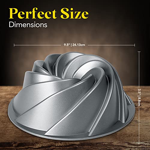 Niezler Hurricane Bunt Cake Pan - 8-Cup Non-Stick Heavy Cast Aluminum Bunt Pan with 4-Layer Coating - Multipurpose Mold for Bunt Cake, Pound Cake, Muffin, or Jello - Oven Safe