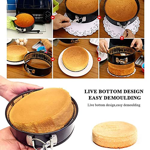 Springform cake pan 8"Heart-shaped & 9"Round &10"Square pan (3 Shaped of Pans)Sets for Baking,Cake Decorating Supplies,Icing Tips, Piping Bag Couplers