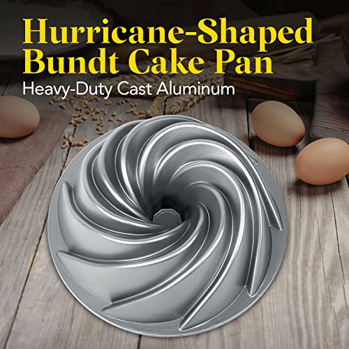 Niezler Hurricane Bunt Cake Pan - 8-Cup Non-Stick Heavy Cast Aluminum Bunt Pan with 4-Layer Coating - Multipurpose Mold for Bunt Cake, Pound Cake, Muffin, or Jello - Oven Safe