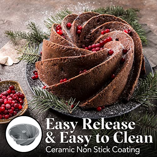 Niezler Hurricane Bunt Cake Pan - 8-Cup Non-Stick Heavy Cast Aluminum Bunt Pan with 4-Layer Coating - Multipurpose Mold for Bunt Cake, Pound Cake, Muffin, or Jello - Oven Safe