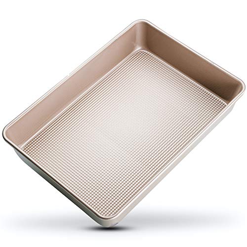 Ultra Cuisine Textured Nonstick Steel 9x13 inch Cake and Brownie Pan Durable, Oven-Safe, Warp-Resistant, Easy Clean for Cooking, Roasting, & Baking