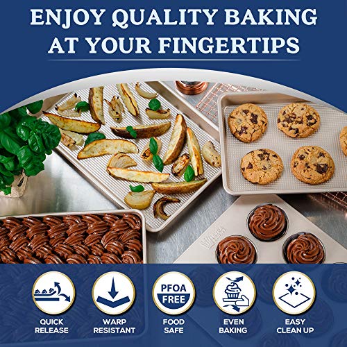 Ultra Cuisine Textured Nonstick Steel 9x13 inch Cake and Brownie Pan Durable, Oven-Safe, Warp-Resistant, Easy Clean for Cooking, Roasting, & Baking