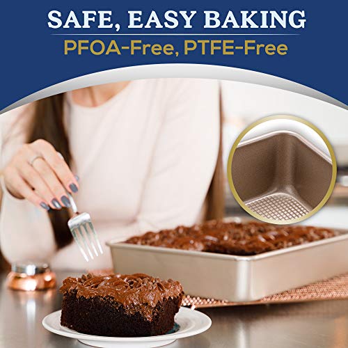 Ultra Cuisine Textured Nonstick Steel 9x13 inch Cake and Brownie Pan Durable, Oven-Safe, Warp-Resistant, Easy Clean for Cooking, Roasting, & Baking