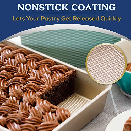 Ultra Cuisine Textured Nonstick Steel 9x13 inch Cake and Brownie Pan Durable, Oven-Safe, Warp-Resistant, Easy Clean for Cooking, Roasting, & Baking