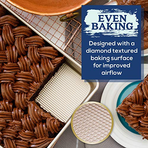 Ultra Cuisine Textured Nonstick Steel 9x13 inch Cake and Brownie Pan Durable, Oven-Safe, Warp-Resistant, Easy Clean for Cooking, Roasting, & Baking