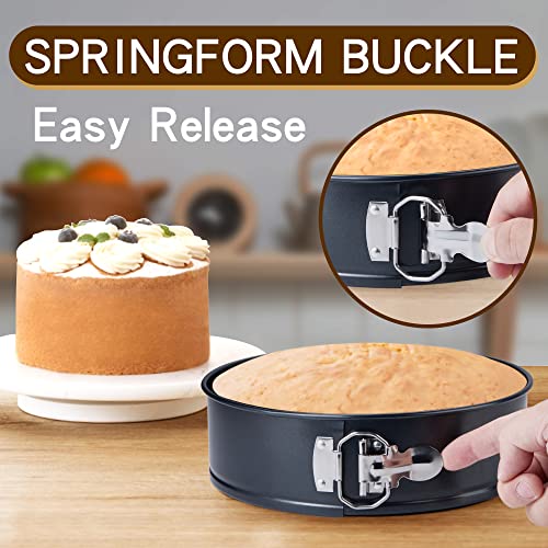 isheTao Springform Cake Pan Set Of 4 (4” 7” 9” 10”), Black Cheesecake Pan, Round Nonstick Baking Pans Spring Form For Cheesecake, Removable Bottom, Leakproof Bakeware Sets