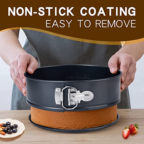isheTao Springform Cake Pan Set Of 4 (4” 7” 9” 10”), Black Cheesecake Pan, Round Nonstick Baking Pans Spring Form For Cheesecake, Removable Bottom, Leakproof Bakeware Sets