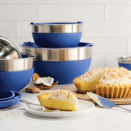 Tramontina 10 Pc Covered Stainless Steel and Silicone Mixing Bowl Set (Blue)