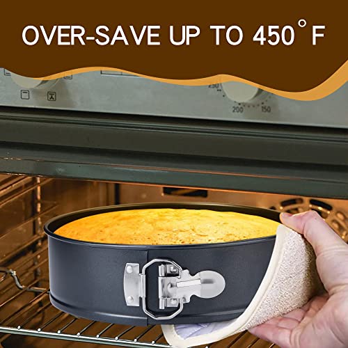 isheTao Springform Cake Pan Set Of 4 (4” 7” 9” 10”), Black Cheesecake Pan, Round Nonstick Baking Pans Spring Form For Cheesecake, Removable Bottom, Leakproof Bakeware Sets