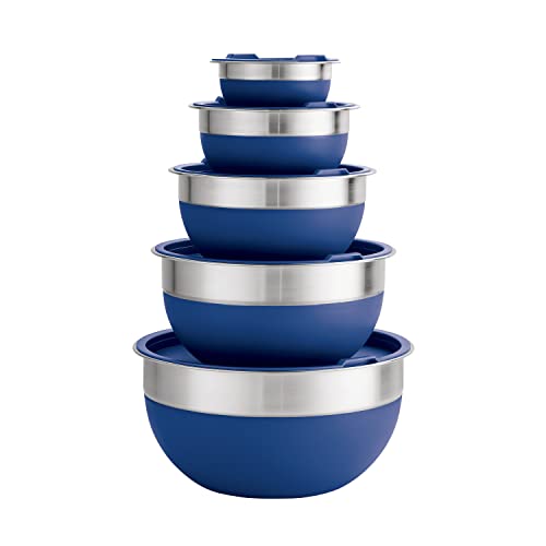 Tramontina 10 Pc Covered Stainless Steel and Silicone Mixing Bowl Set (Blue)