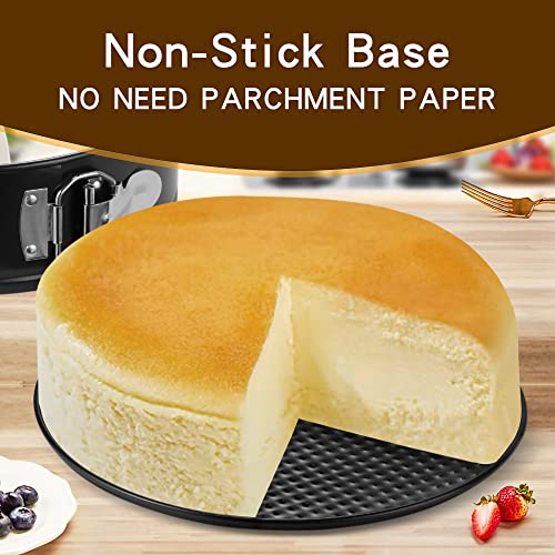 isheTao Springform Cake Pan Set Of 4 (4” 7” 9” 10”), Black Cheesecake Pan, Round Nonstick Baking Pans Spring Form For Cheesecake, Removable Bottom, Leakproof Bakeware Sets